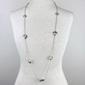 ANNA BECK | Hammered Station Open Disc Necklace Silver 20"